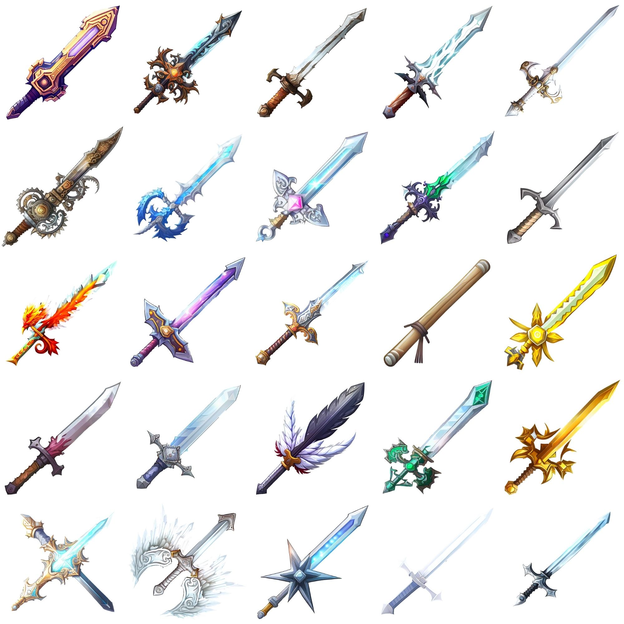 【剣のアイコンセット】著作権フリーの高解像度画像（100枚）