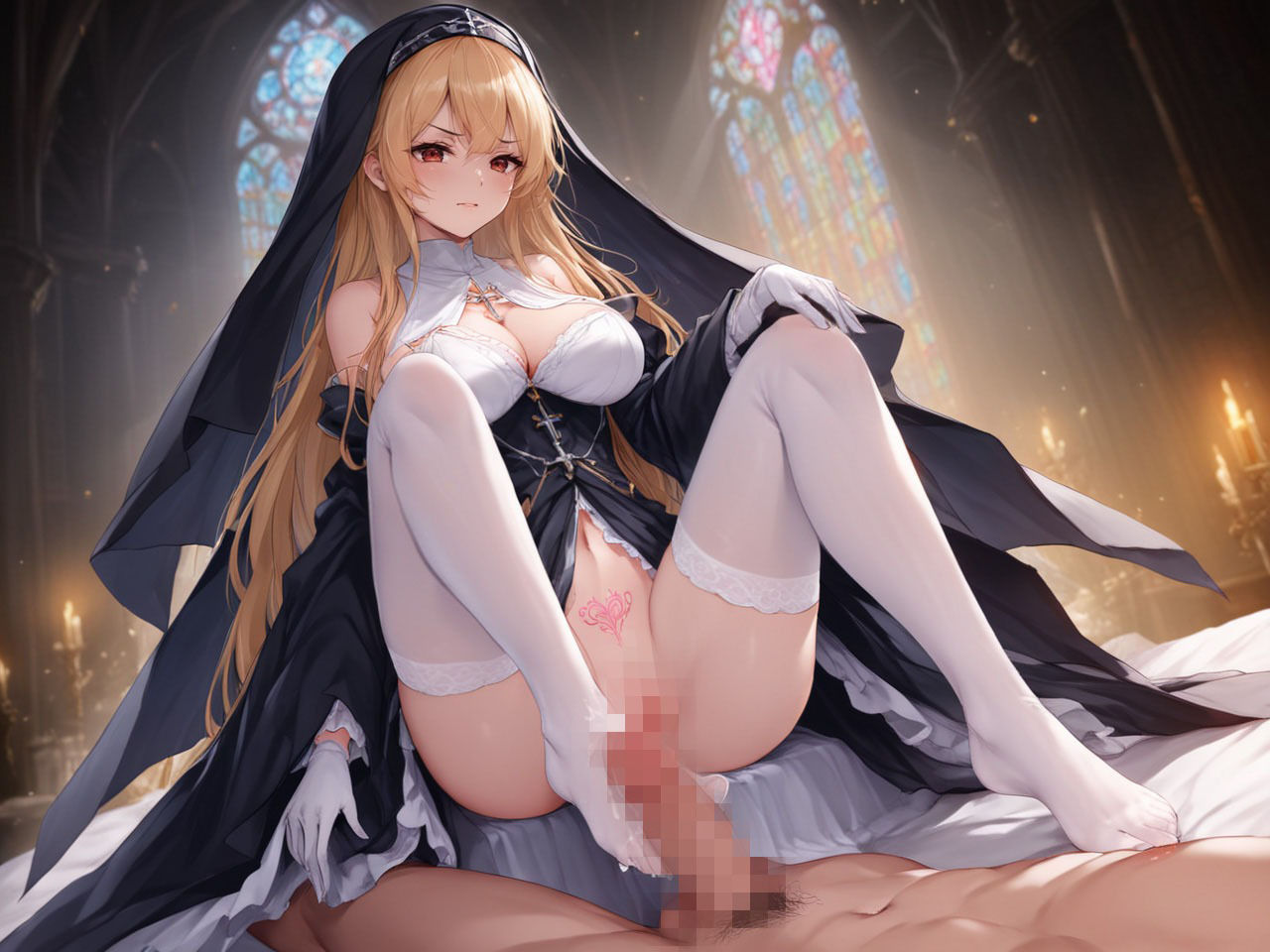 気高いシスターに嫌な顔されながら足コキで搾られたい