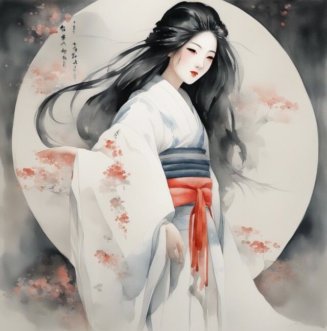 凍てつく美の守護者 「雪女」の水彩画