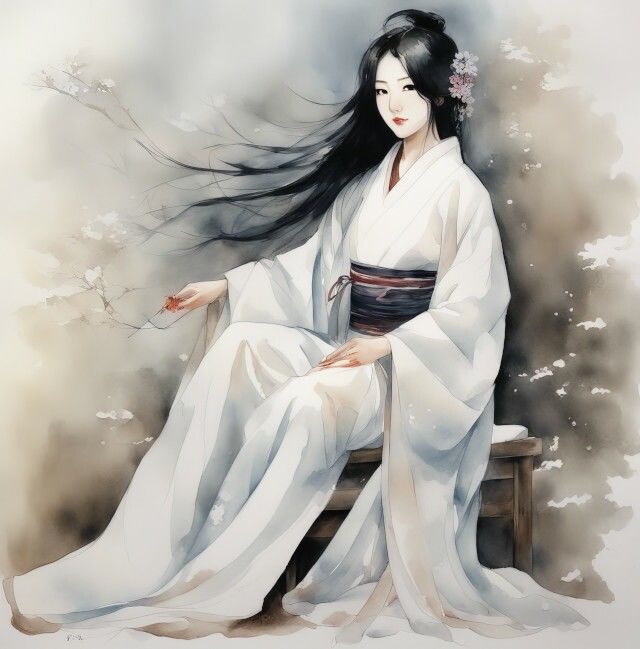 凍てつく美の守護者 「雪女」の水彩画