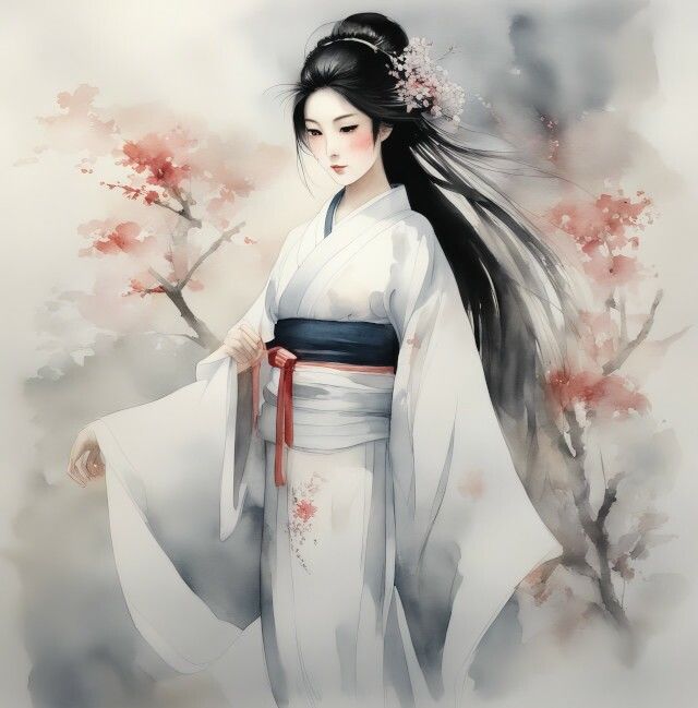 凍てつく美の守護者 「雪女」の水彩画