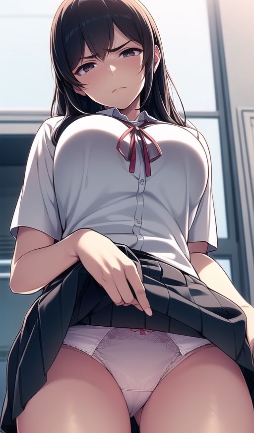 ムチムチ太もも制服美女に嫌な顔されながらおパンツ見せてもらいました 1