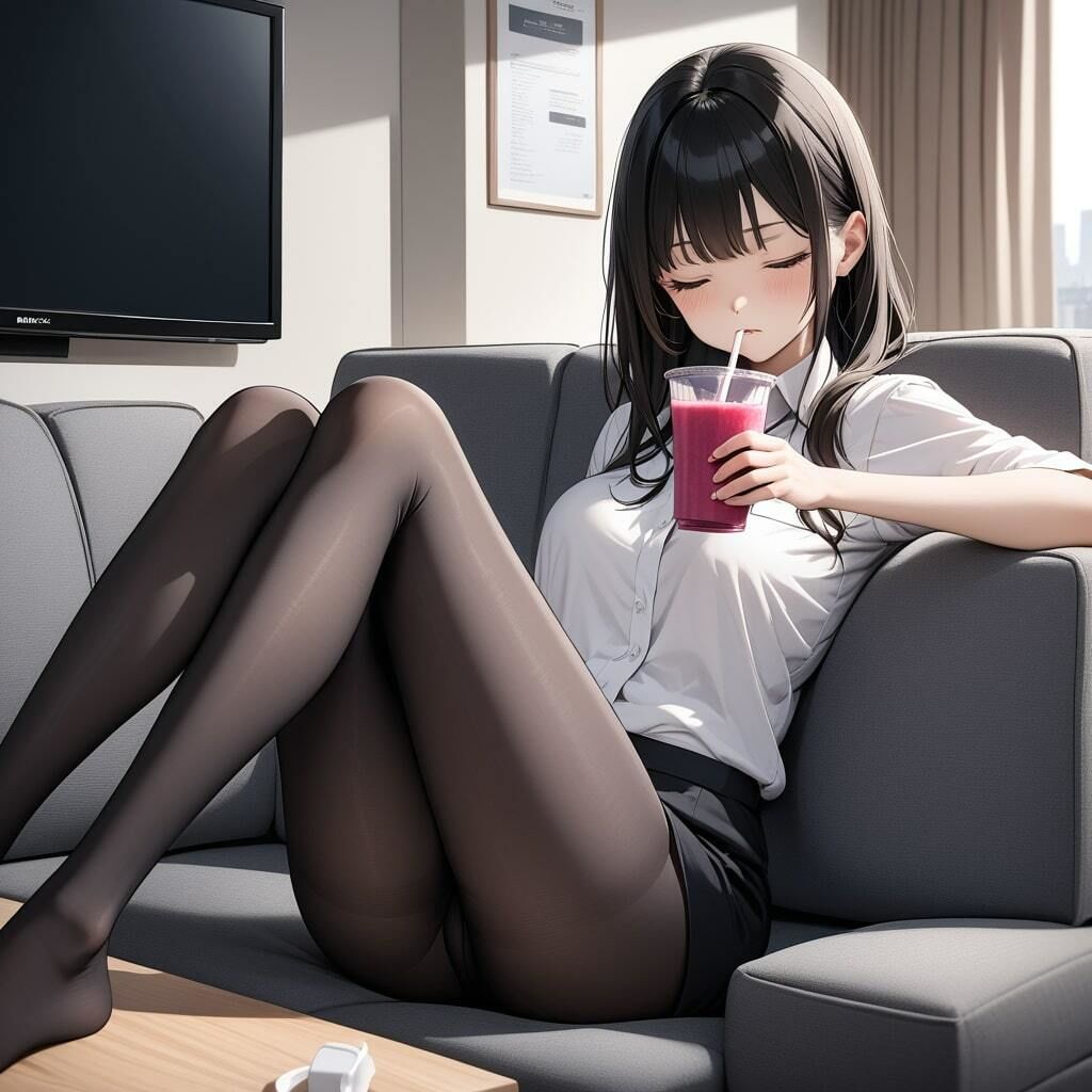 黒ストッキング脚の魅力!働くOLさん