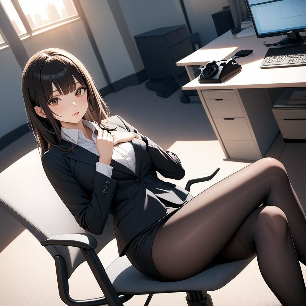 黒ストッキング脚の魅力!働くOLさん