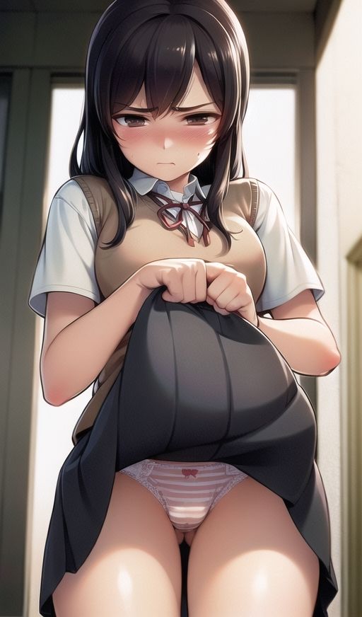 ムチムチ太もも制服美女に嫌な顔されながらおパンツ見せてもらいました3