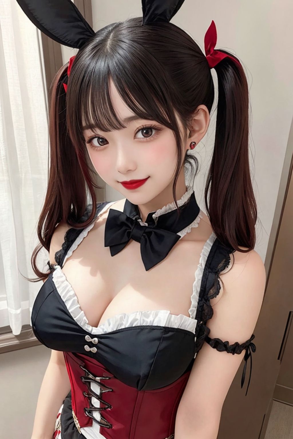 開脚バニーガール 黒髪ツインテール編
