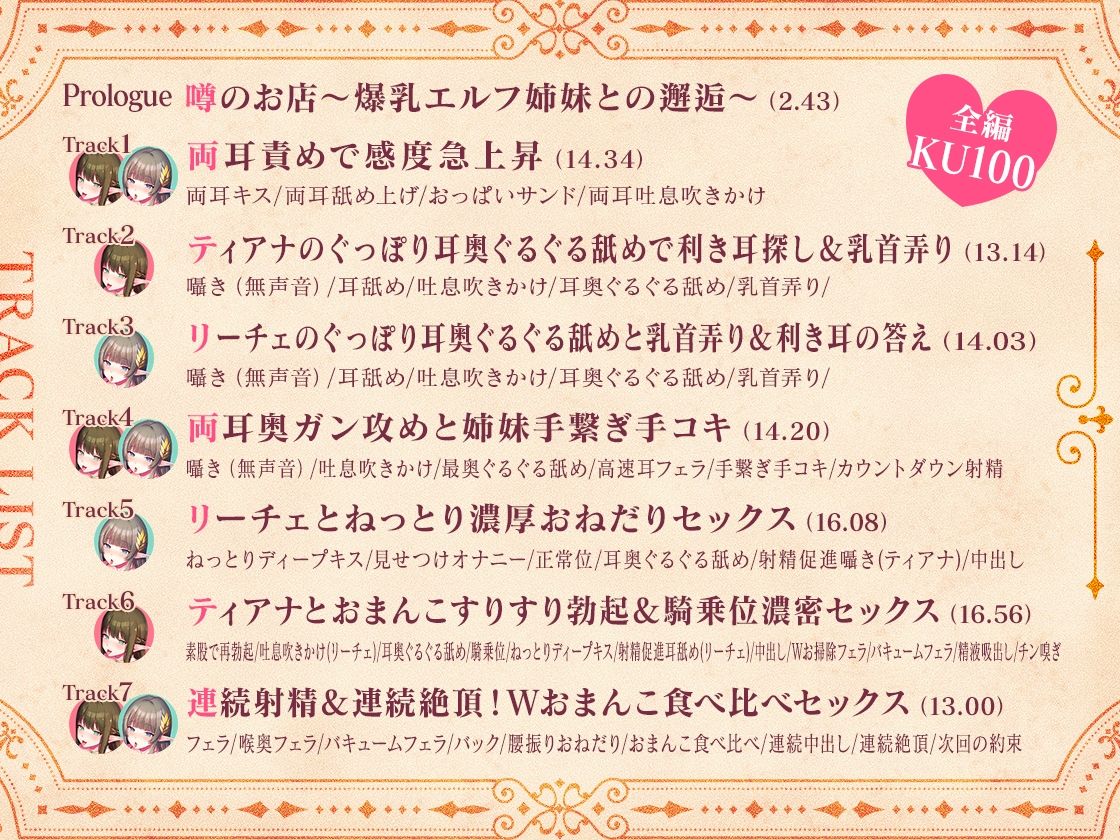 【W耳舐め】※早期購入25%OFF※爆乳姉妹×エルフ耳舐めセラピスト【KU100】
