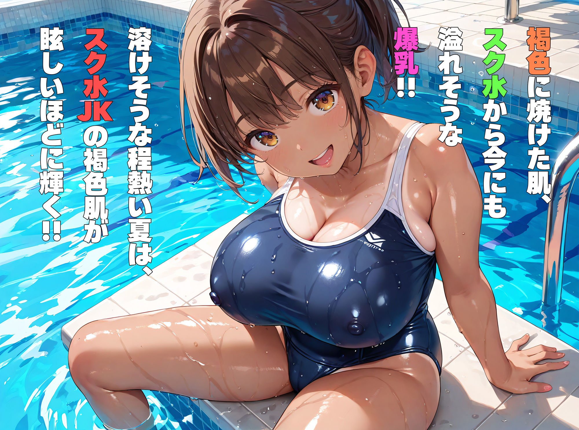 褐色で爆乳なスク水水泳部!