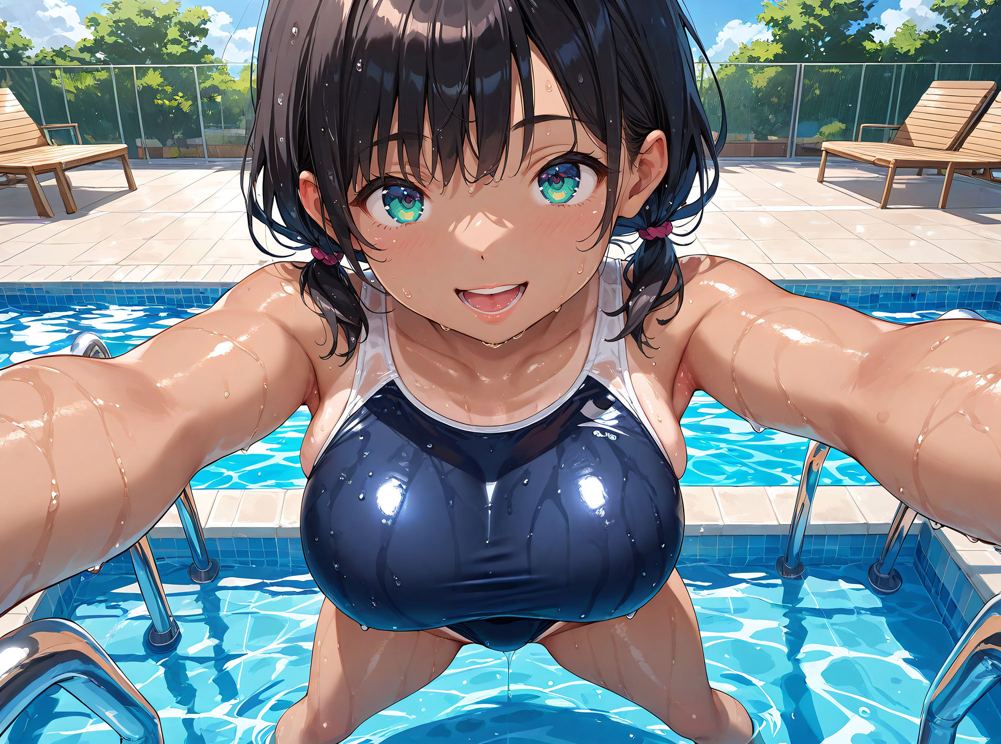 褐色で爆乳なスク水水泳部!