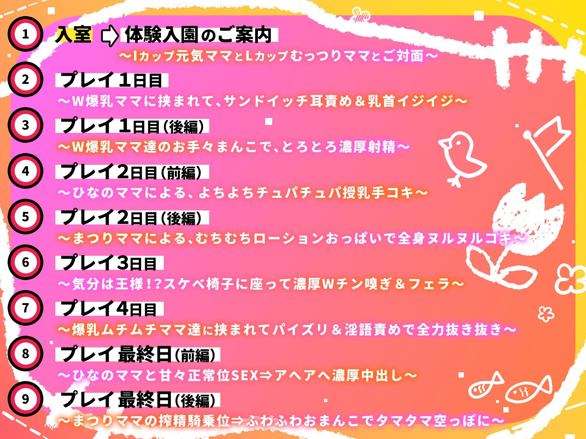 【豪華8大特典!】W爆乳ママ〇〇〇「エトワール」へようこそ♪ 最高級むちむちママ達に挟まれて過ごす5日間の濃厚バブらせ甘やかし入園コース【同時収録でリアル3P体験】