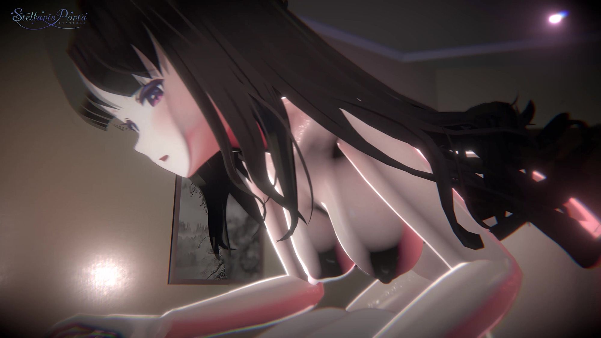 【実演生配信X3Dアニメ】みんなの前で雑談フェラ中出し配信 天海やえさん