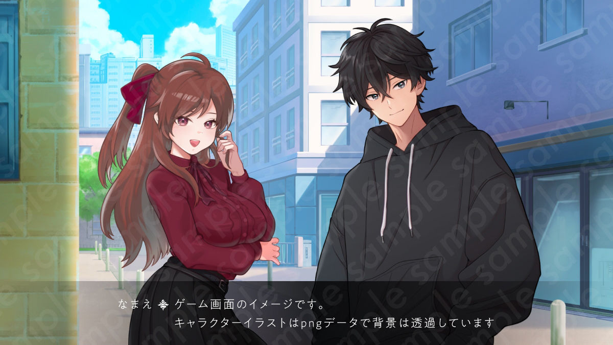 【立ち絵素材】ツンデレな雰囲気の茶髪ハーフアップ女性のイラスト・巨乳/服有り・裸verの2種類/全身差分14種【PSD付き】