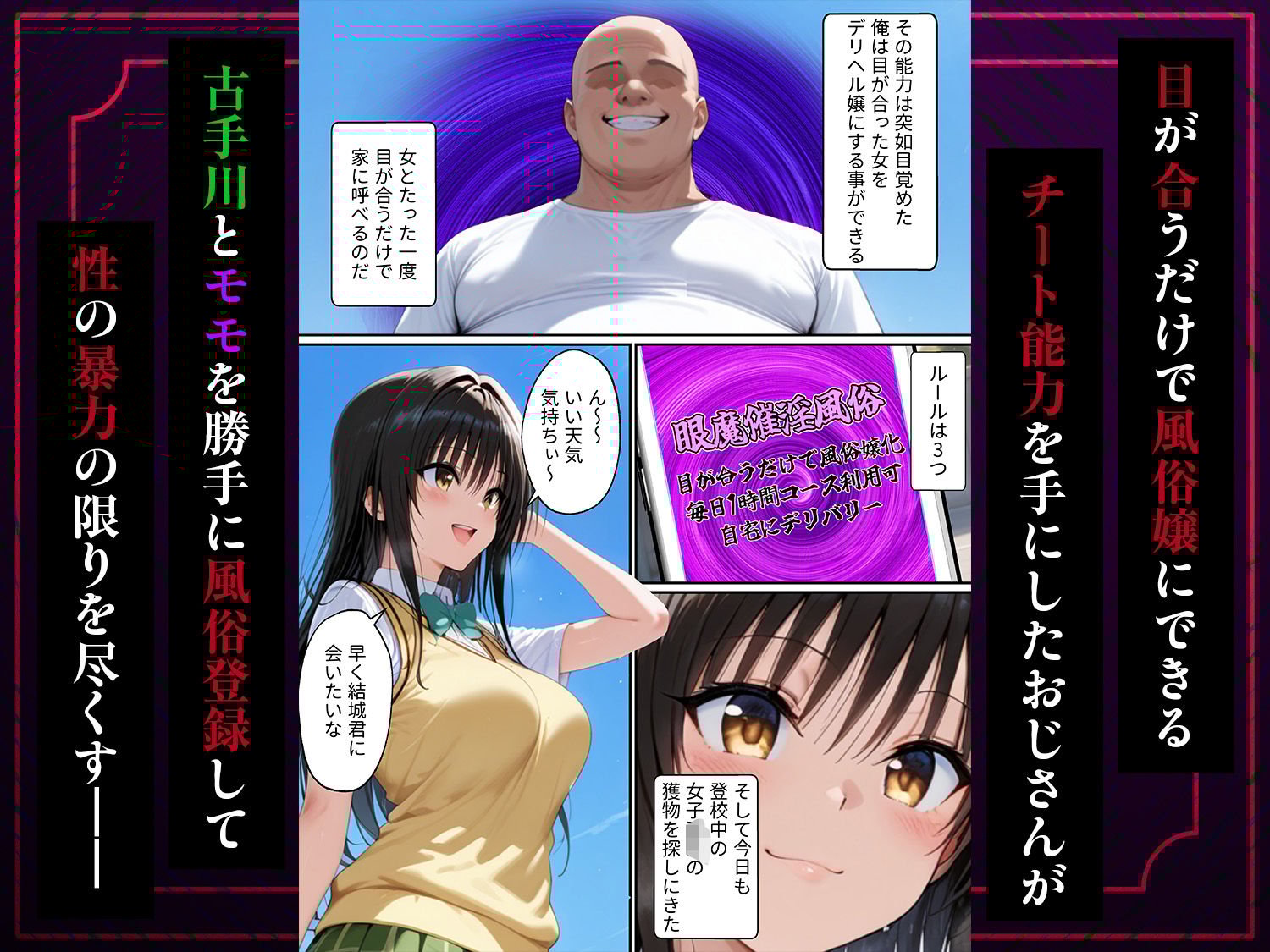 目が合っただけで風俗嬢にできるチート能力で古手川とモモを僕専用精液タンクにしてやった