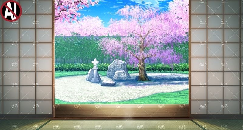 みにくる背景CG素材集『桜の日本庭園』