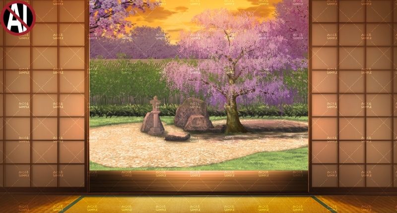 みにくる背景CG素材集『桜の日本庭園』