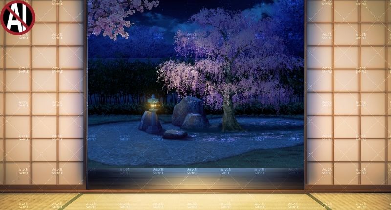 みにくる背景CG素材集『桜の日本庭園』