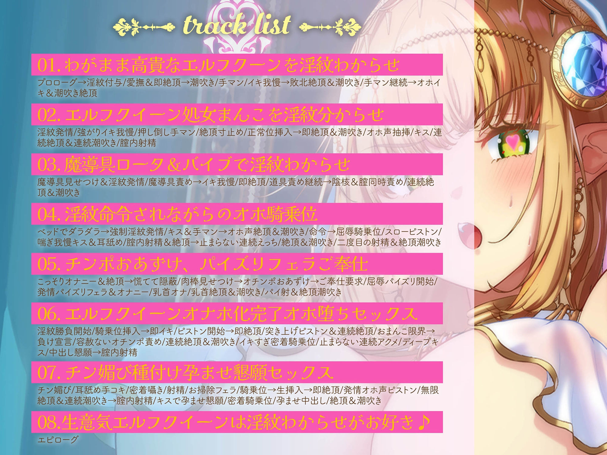 絶対イかない淫紋エルフクイーン〜’オナホ化淫紋’付与で強○おほおほメスマンコ♪強がりエルフも極太チンポに負けて淫らに下品におねだり潮吹きアクメ♪〜