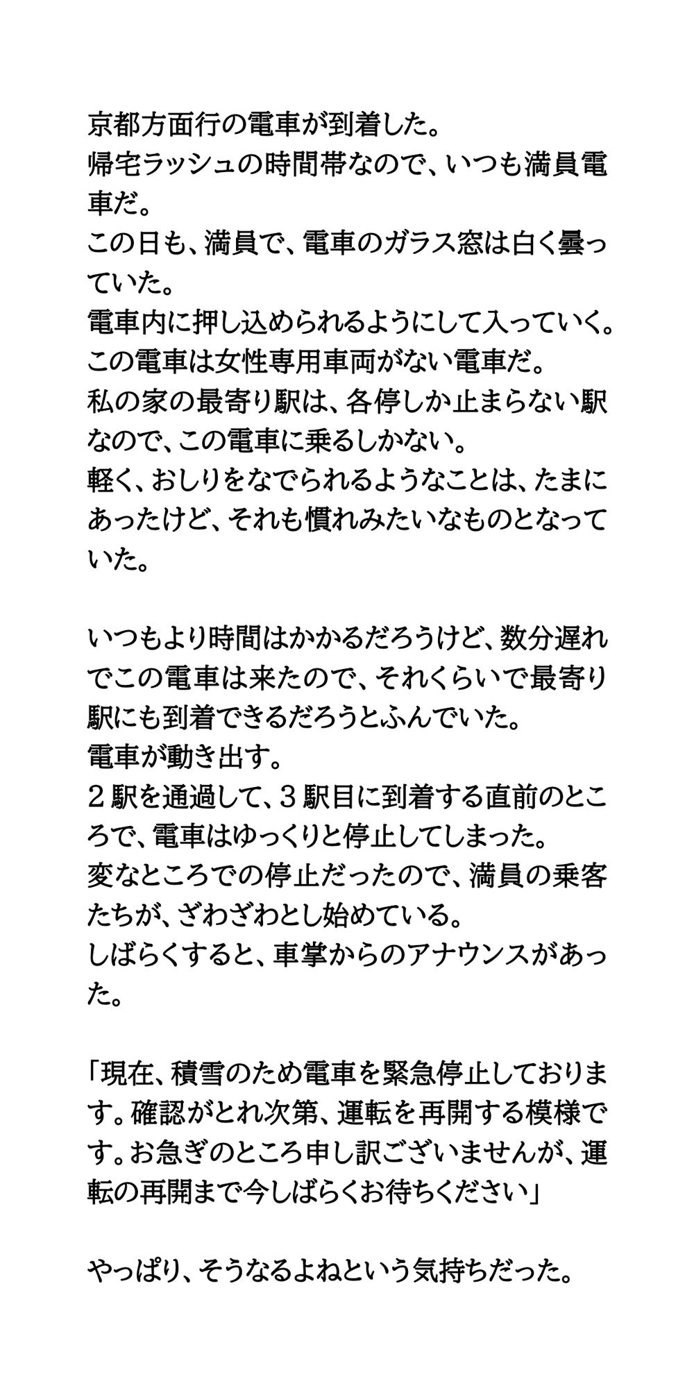 積雪で10時間電車内に閉じ込め。我慢が限界に達して失禁してしまった話