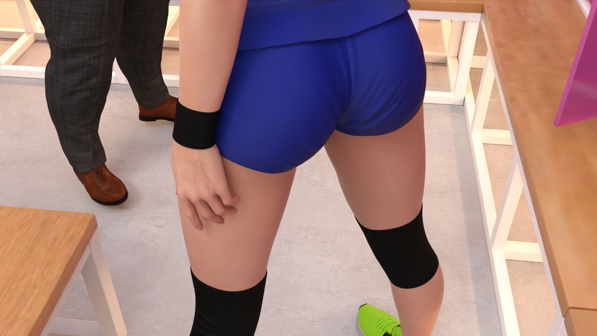 【●100▲100】バレーボール・セリエV選手譚・実業団チーム『トゥーレ・ダイナマイトバスターズ』のエースアタッカー、一ノ瀬廻里に肉体関係を迫る御手洗保守会長の狼藉セクハラ強●の様子(09:上半身ヌードおっぱい丸出し・背面座位)