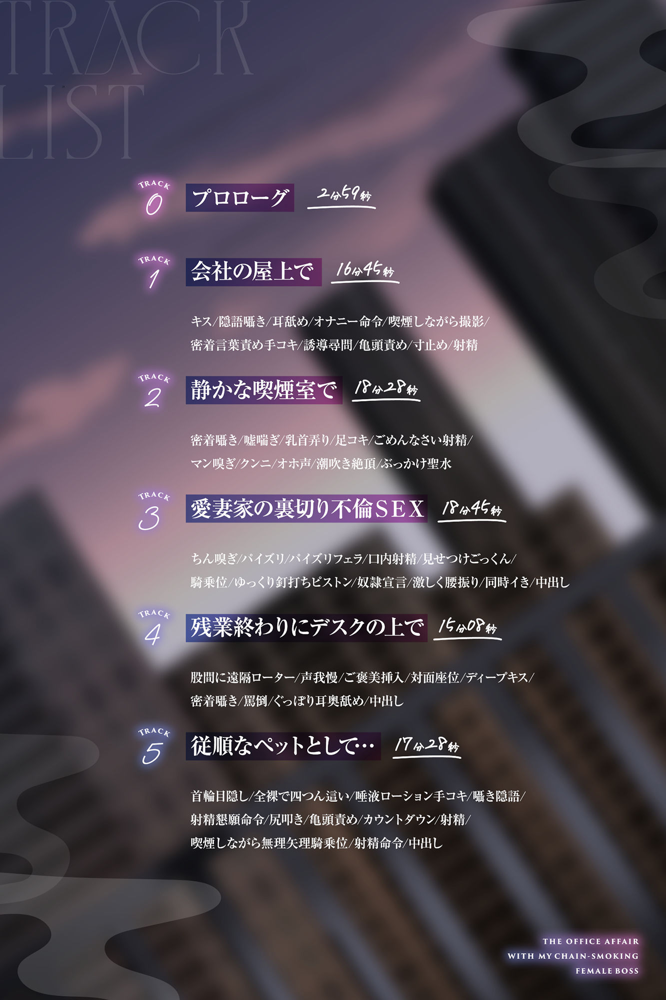 【全編男性受け】ヘビースモーカーな女上司と社内不倫性活【寝取られ】