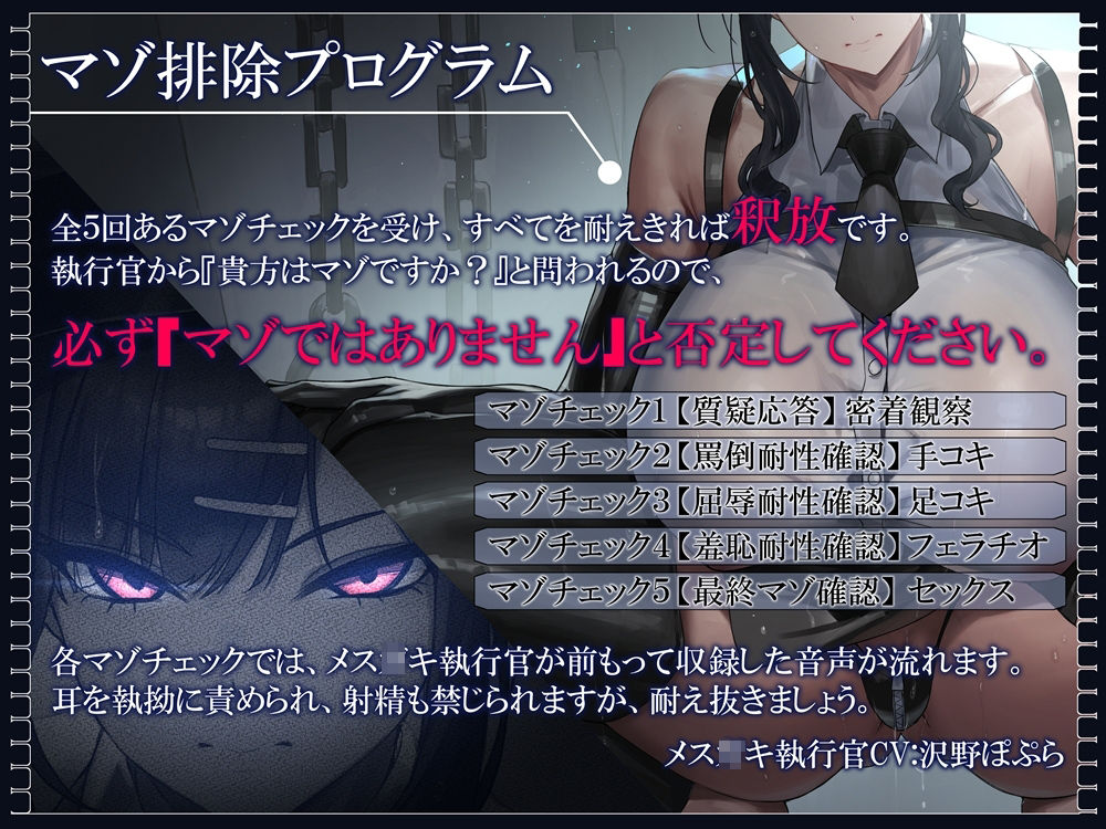 マゾ排除プログラム 事務的で豊満な肉体の執行官にマゾ否定を強●される音声