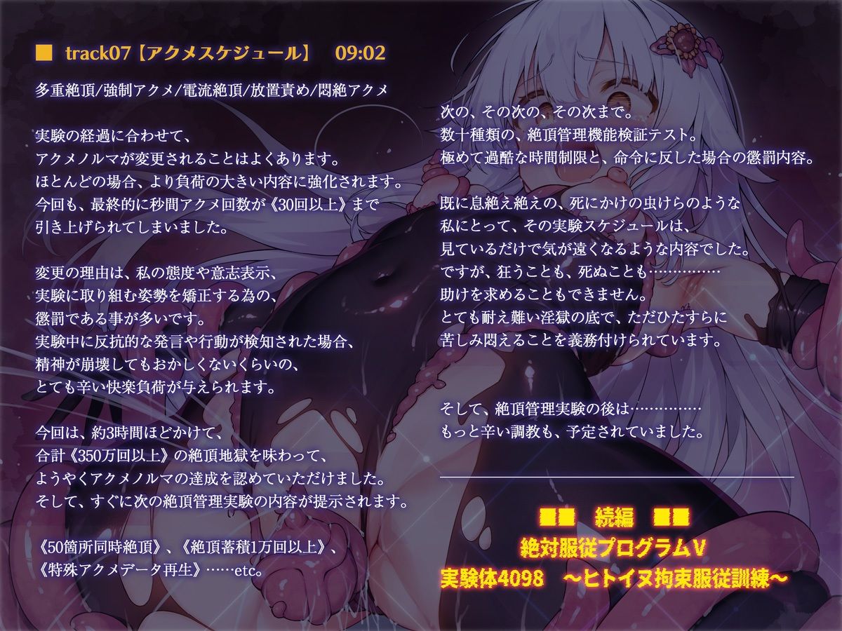 絶対服従プログラムIV 実験体4098 〜淫獄アクメ管理調教〜