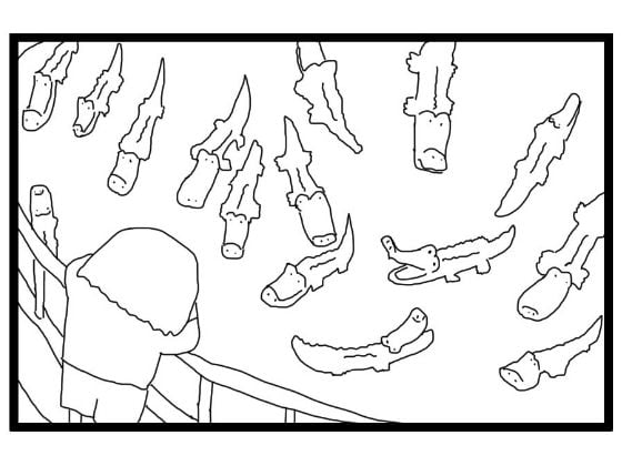 4コマ漫画「ワニ園のワニは動かない」