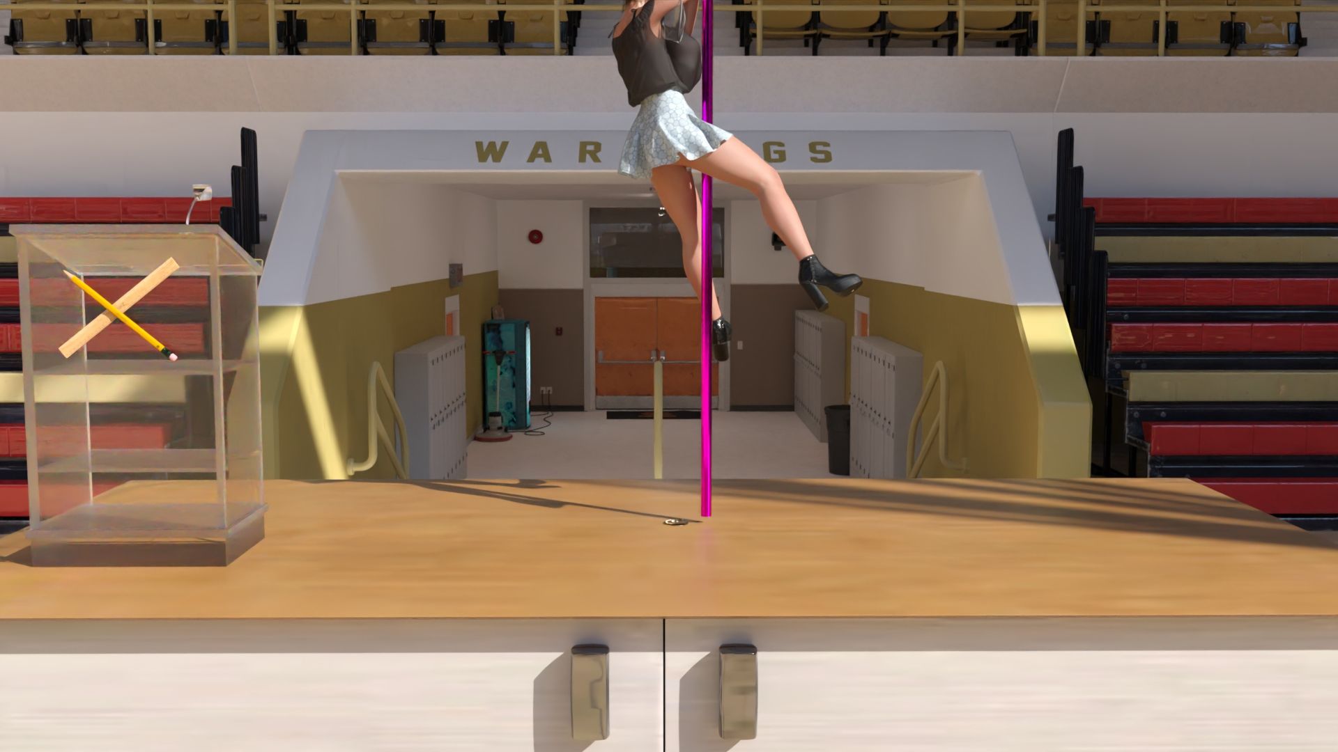 生徒会長 一ノ瀬廻里・早朝のダンス練習『叡智なポールダンス』 視点Vol.001