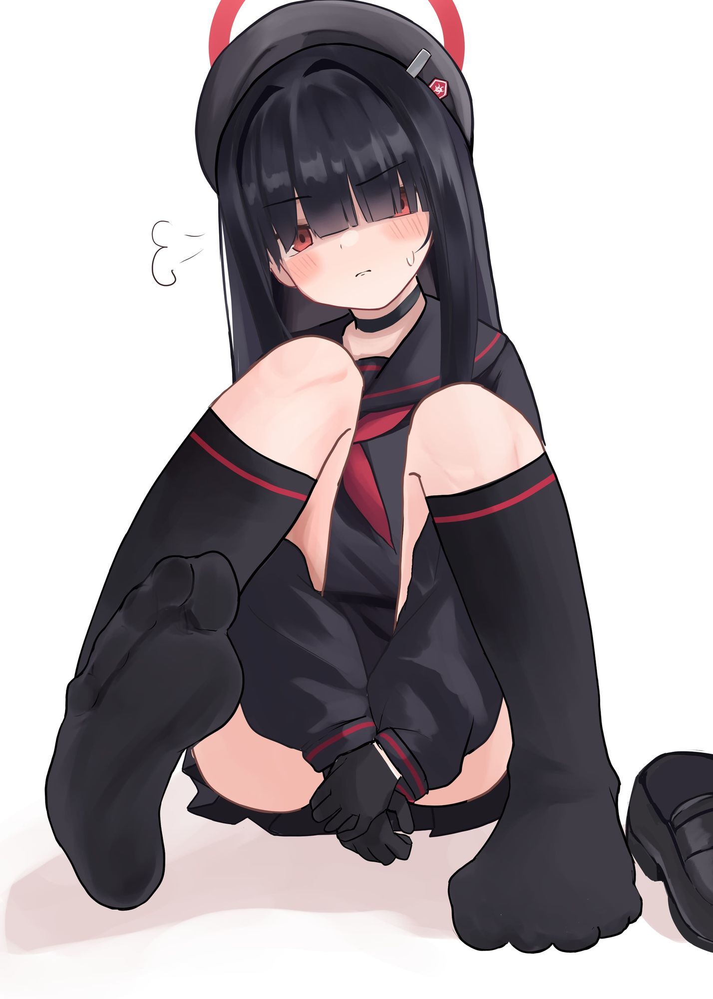 【ブル〇カ】正実モブの体操服・靴下・ローファーの匂いと黒ソックス足コキ