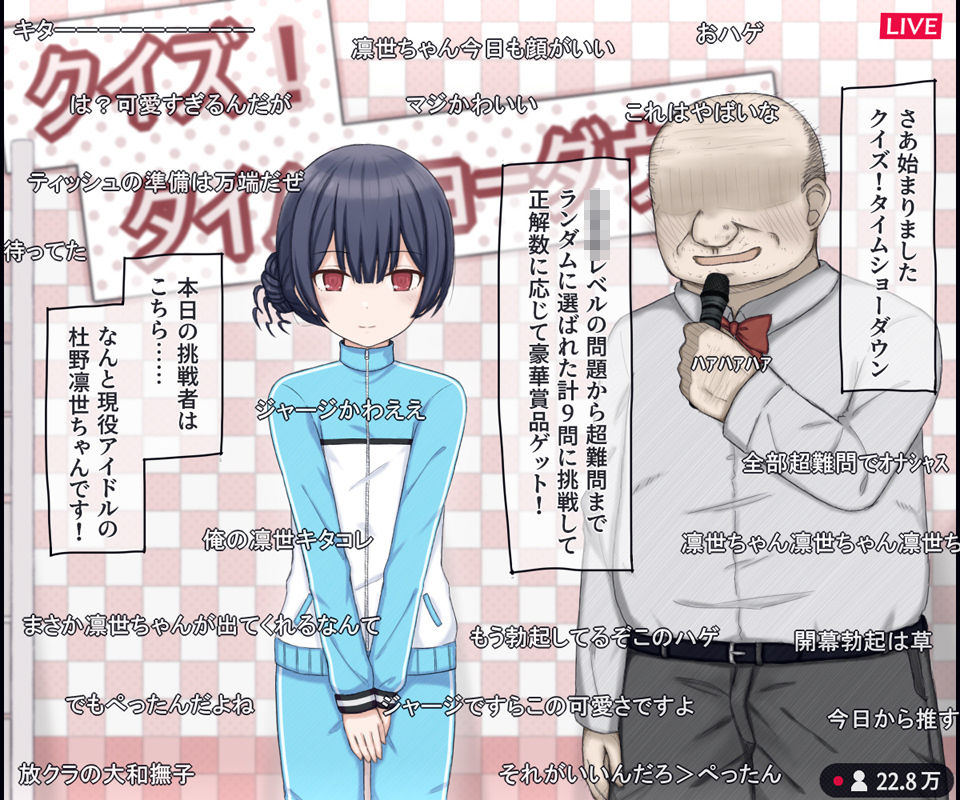 生放送のエロクイズバラエティに出演するアイドルの話