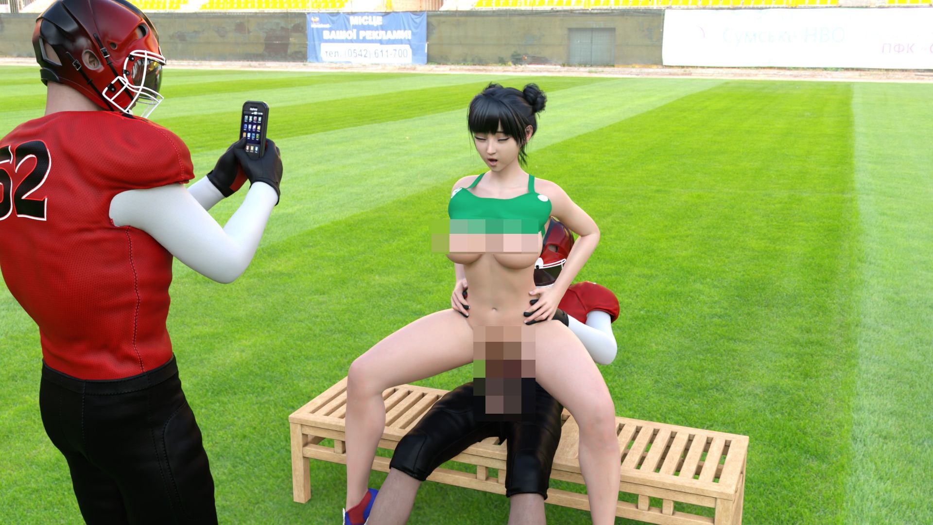 【▲100】生徒会長 一ノ瀬廻里 陸上部の助っ人として大会に出たところ、同じスタジアムに来ていたアメフト部の男子に犯●れる おっぱい丸出しVol.005（座位バック）