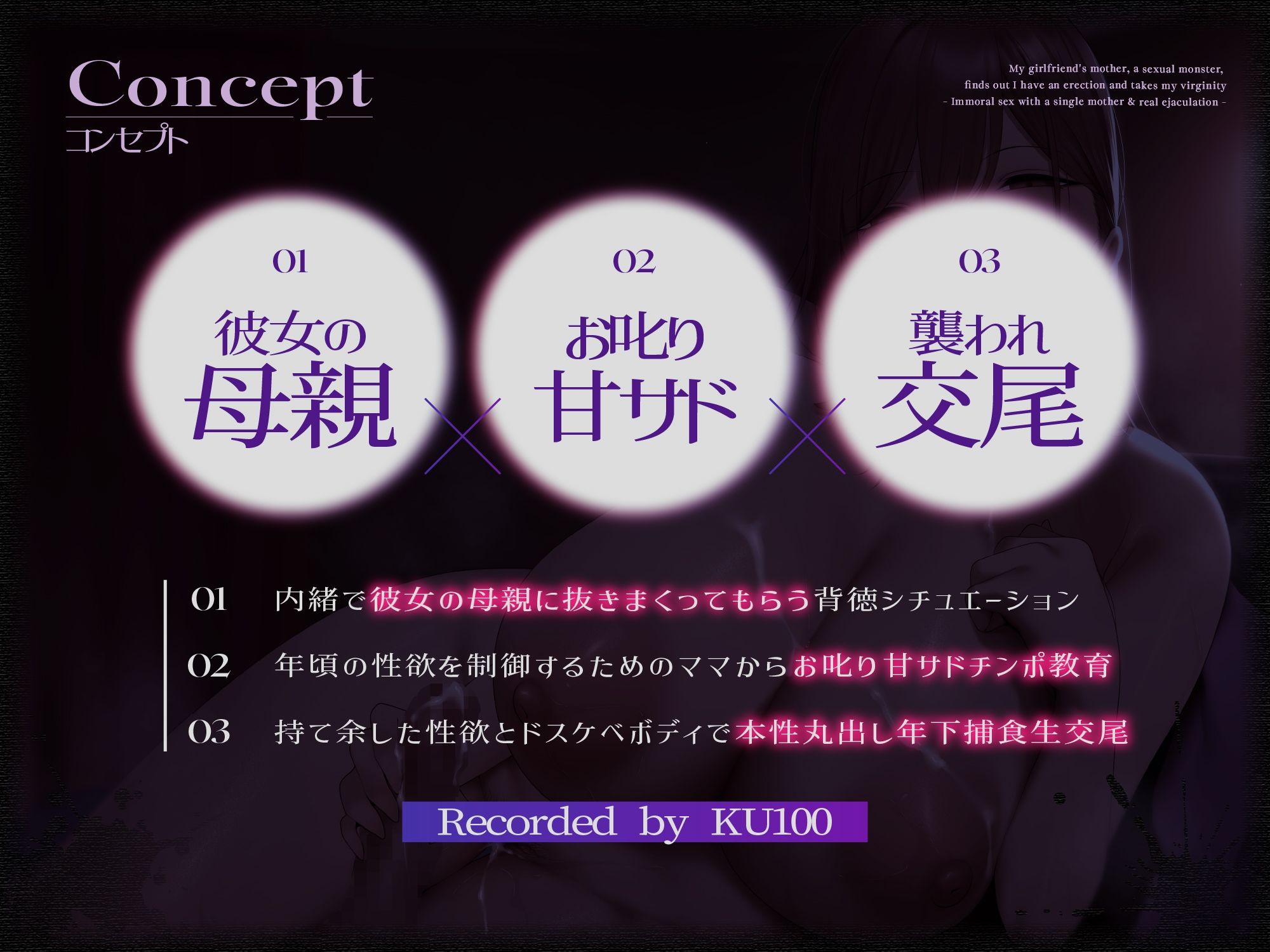【カノ母逆NTR/期間限定25％OFF】性欲モンスターな彼女の母親に勃起バレして童貞を喰われる〜シンママとズルズル背徳交尾＆本気射精〜【KU100】