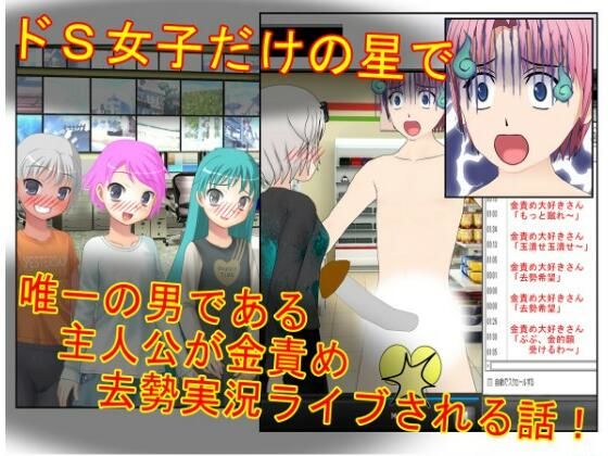 『女だけの玉責め星で去勢実況配信！』百億人の女が狙うのはたった二つのキ〇タマ！ 女たちに金責めされるシーンを勝手にライブ実況され、ドS女子らの人気者になる男！