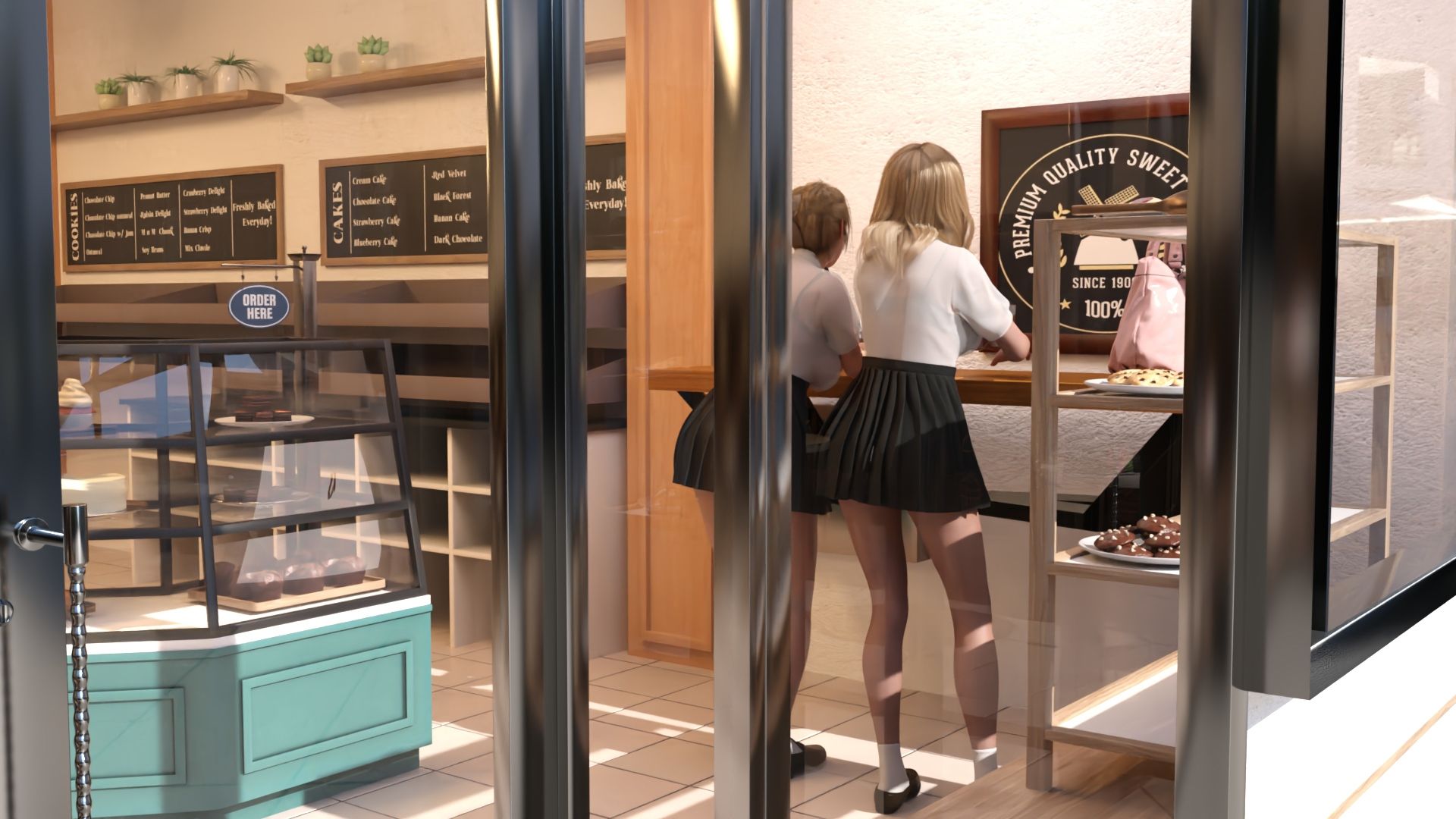 【▲100△100●100】学校帰りにコーヒーショップに寄って雑談する廻里と友梨。2025シリーズ（005:ゲーセンでダンスゲームに興じていたら、スカート内を覗いてきたスケベなマセガキについて）
