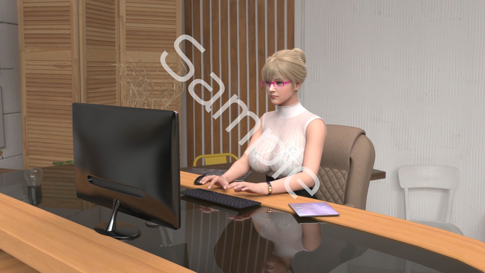 学生イングリッシュディベート全国大会に生徒会長 一ノ瀬廻里が臨む!本編Vol.0Y『途中休憩・事務室でメールを打つエレン先生のエロエロフェロモン』