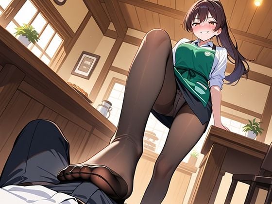【足コキ特化】駅前カフェの美人で有名な店長はコーヒーを飲むとアルバイトの僕にストッキング足コキしてくる【足コキハラスメント】