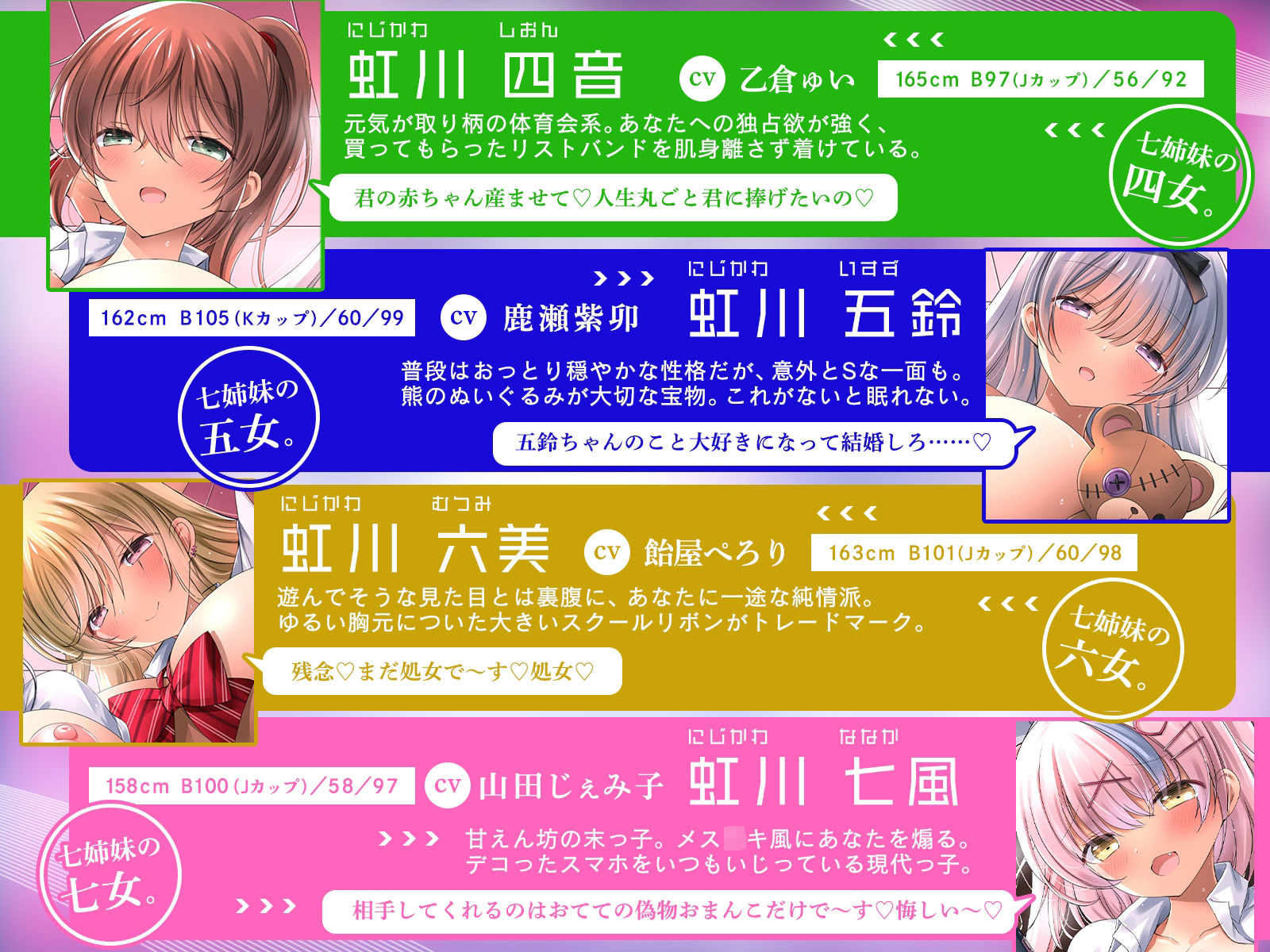 爆乳七つ子姉妹が精液根こそぎ搾ってくる話〜お婿さん争奪オナサポバトル〜【KU100収録】