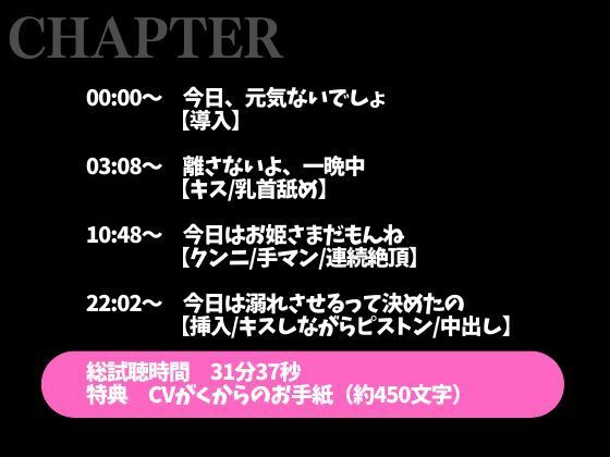 慰め彼氏はとっても献身的〜「気持ちいいことでイヤなこと忘れちゃお？」たっぷりクンニ♪たっぷりキスえっち♪〜（CV:がく×シナリオ:悠希）