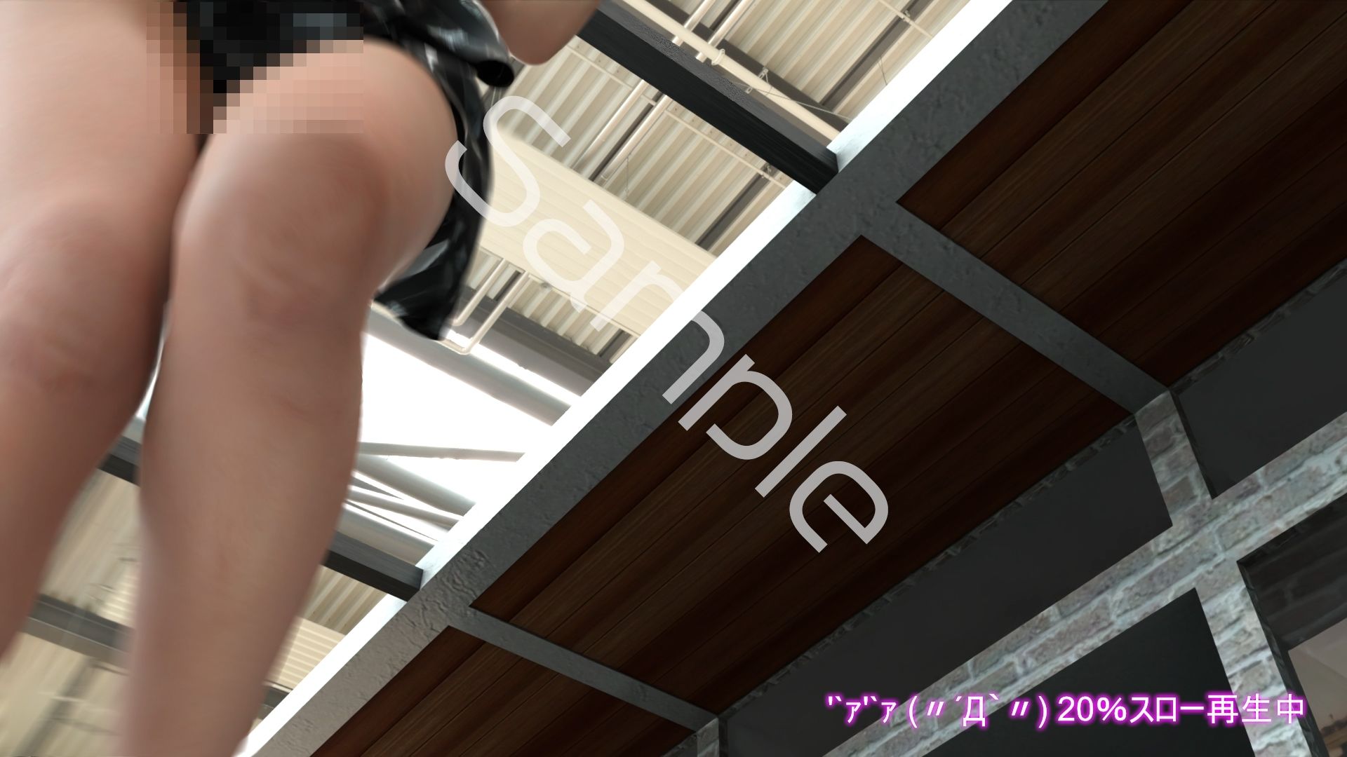 女子アナになった二階堂沙耶・早朝のニュース番組の冒頭でミニスカートでダンスすることを業務命令で強要される:Vol.005『ただの話題作りとのことで電源OFF（のはず）のカメラが4台、ローアングルから彼女のスカート内を覗き込むように設置されている:PV06_黒地ピンク水玉フルバックパンティで扇風機風チラ』