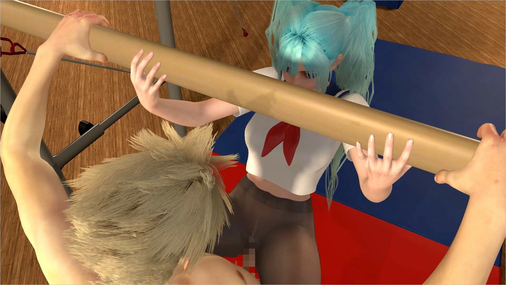 【ROMV339】【動画】初音ミク3Dセーラー制服黒ストッキングとクラウド「新体操鉄棒セックス」