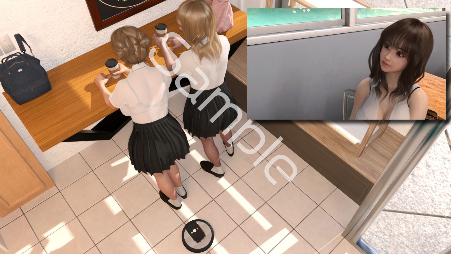 【▲100△100●100】学校帰りにコーヒーショップに寄って雑談する廻里と友梨。2025シリーズ(009:クラスのスケベ男子共が、あずま先生のエロエロボディをオナネタにシコったりオッパイ揉みたいとかスカート捲りたいとかヤりたいとか猥談しまくってる件)