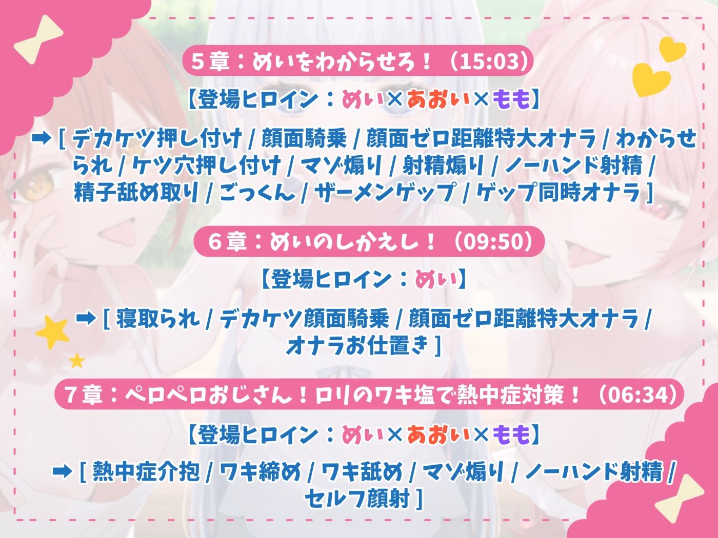 【お下品特化】パパ活ごっこ♪おじさんざっこぉ〜♪姪っ子メスガキ三つ子に搾られまくる、俺の夏。【マゾ向け】