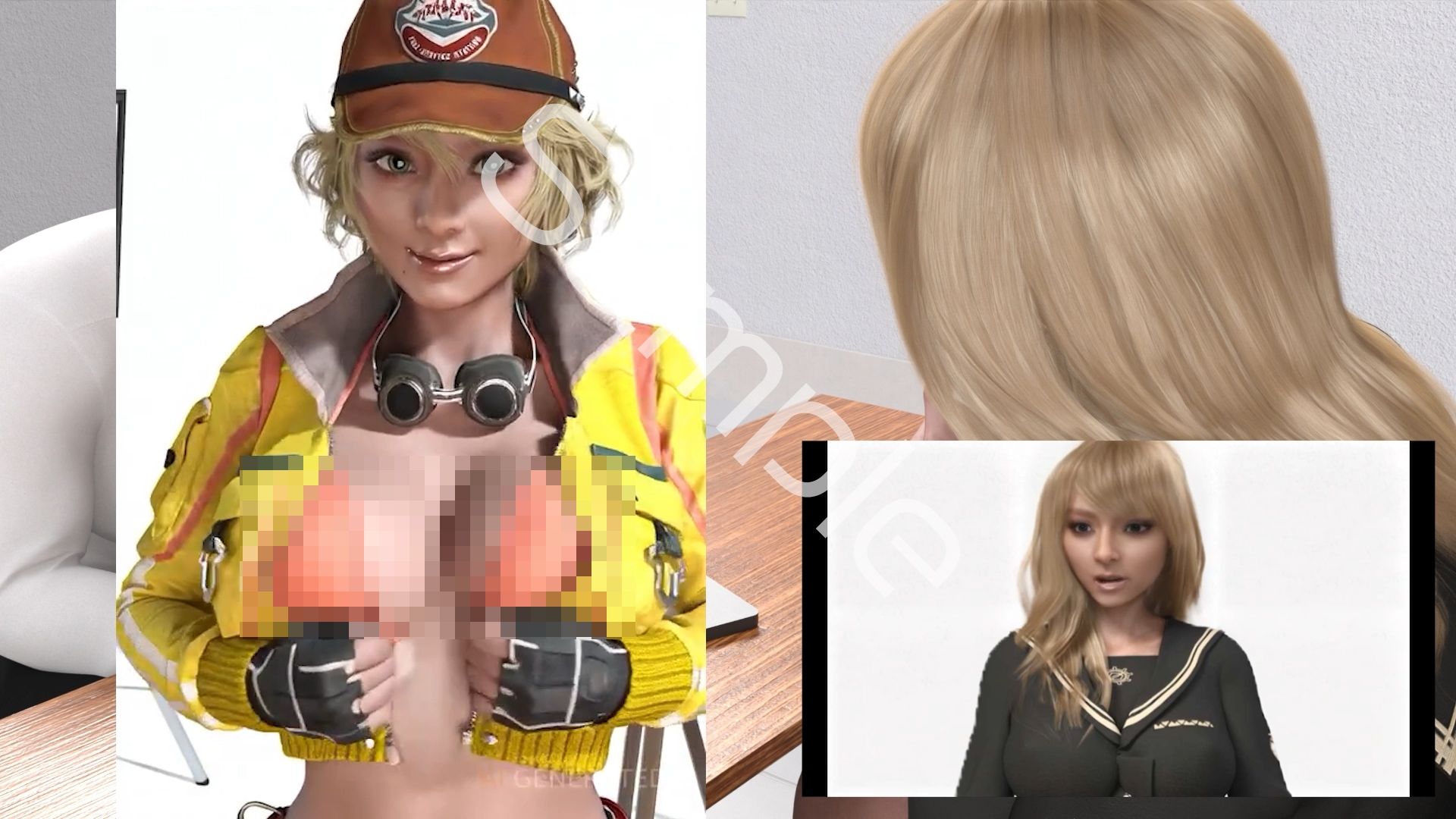 【▲100●100】古舘友梨・県警からの事情聴取で、自らの盗撮被害動画の確認を強いられる:DeepNude_005『友梨のAIディープフェイク・勝手にFFコスプレ・水着を着せられおっぱいポロリ＆マ○コ見せつけ動画を生成される』押収品のディープヌード動画2本セット！