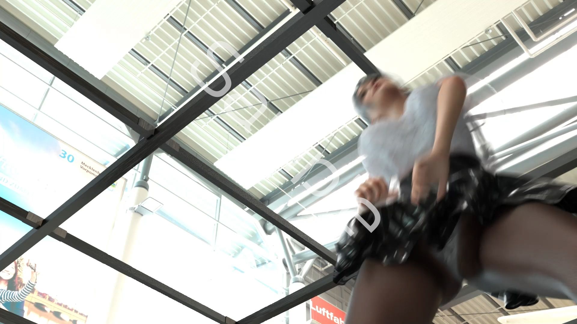 女子アナになった二階堂沙耶・早朝のニュース番組の冒頭でミニスカートでダンスすることを業務命令で強要される・ダンスVer.3:Vol.04『ただの話題作りとのことで電源OFF（のはず）のカメラが4台、ローアングルから彼女のスカート内を覗き込むように設置されている:PV04_パンストの下に純白Tバックパンティで扇風機風チラ』