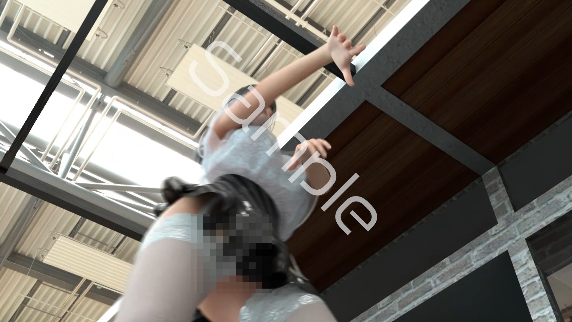 女子アナになった二階堂沙耶・早朝のニュース番組の冒頭でミニスカートでダンスすることを業務命令で強要される・ダンスVer.3:Vol.10『ただの話題作りとのことで電源OFF(のはず)のカメラが4台、ローアングルから彼女のスカート内を覗き込むように設置されている:PV10_+白色ガーターストッキング+Tバックパンティで扇風機風チラ』