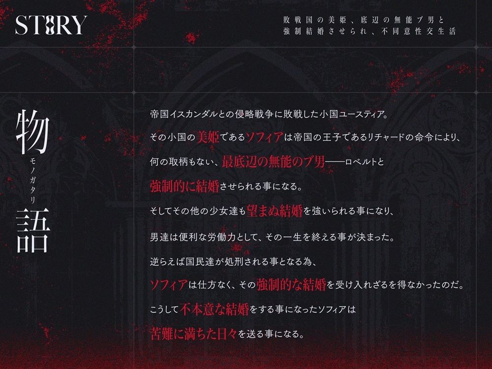 敗戦国の美姫、最底辺の無能ブ男と強●結婚させられ、不本意性交（セックス）生活