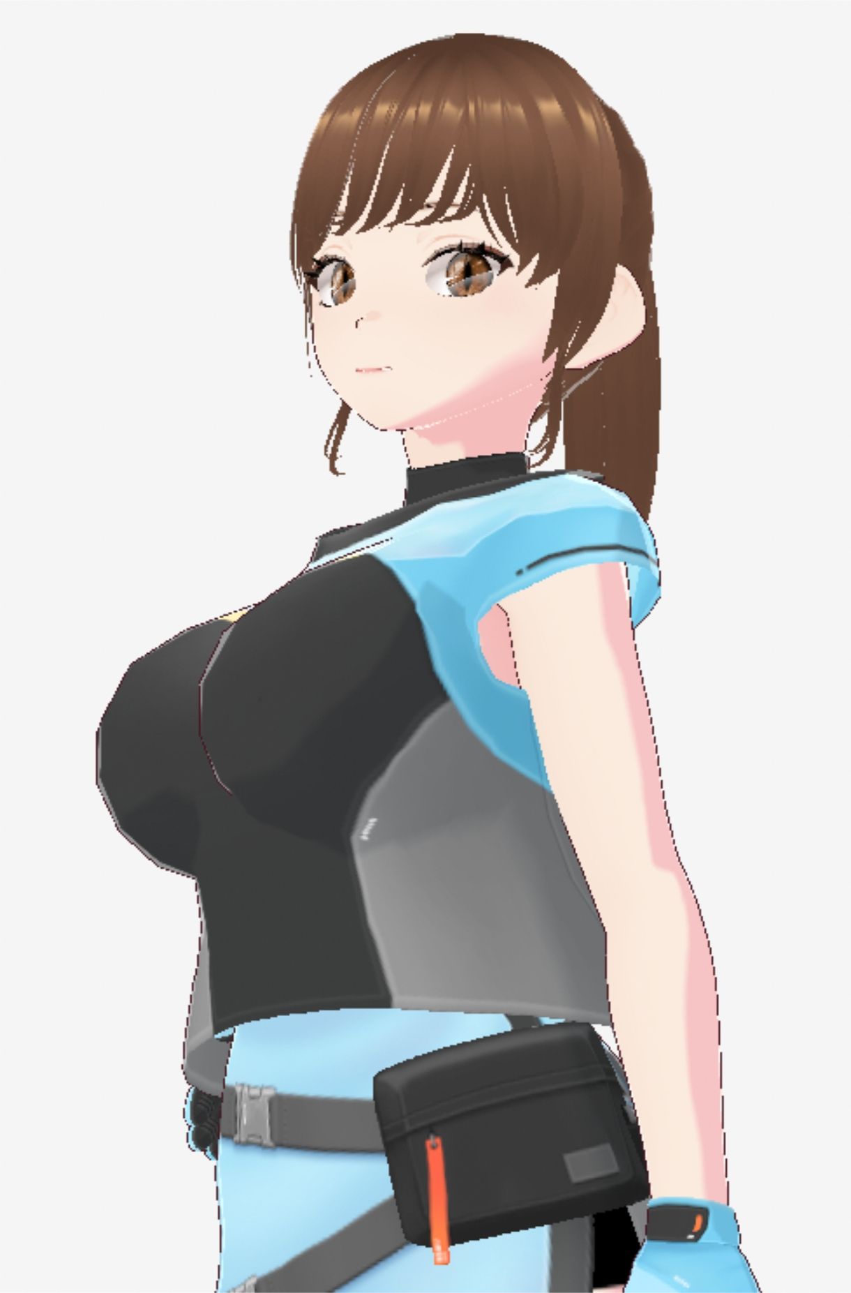水色の服を着た巨乳のお姉さん(セリフなし 3DCGモデル イラスト集)
