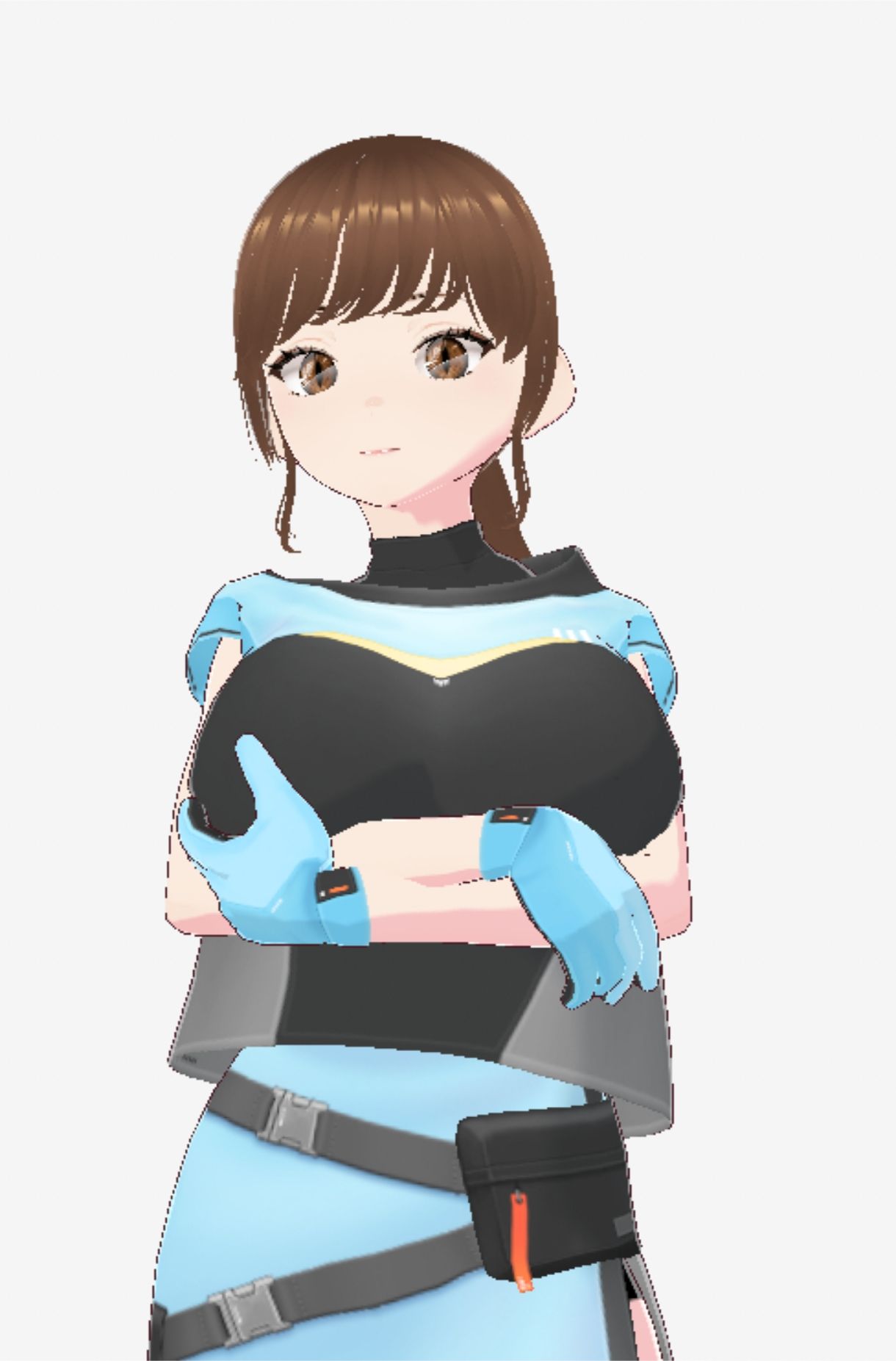 水色の服を着た巨乳のお姉さん(セリフなし 3DCGモデル イラスト集)
