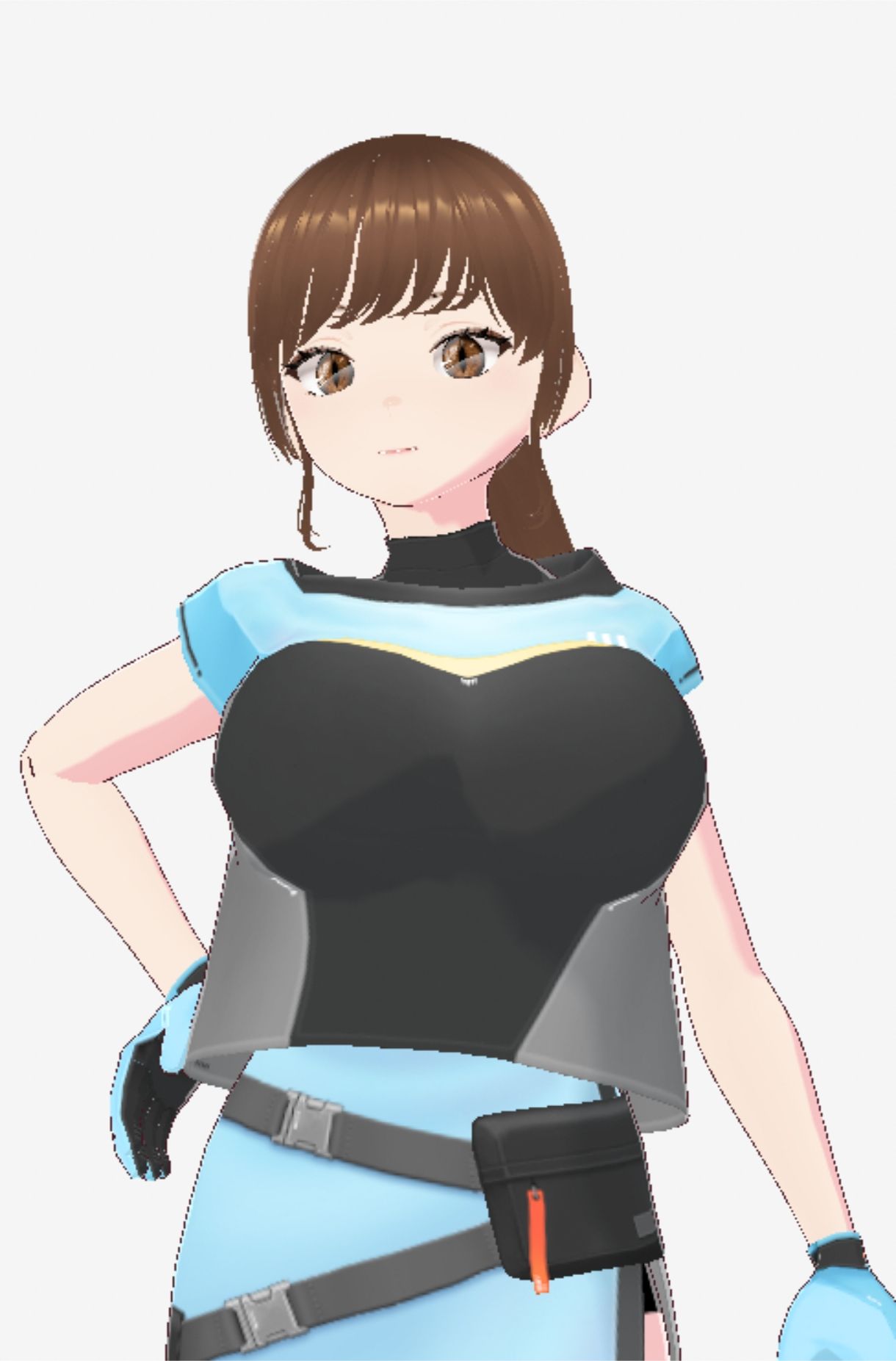 水色の服を着た巨乳のお姉さん(セリフなし 3DCGモデル イラスト集)