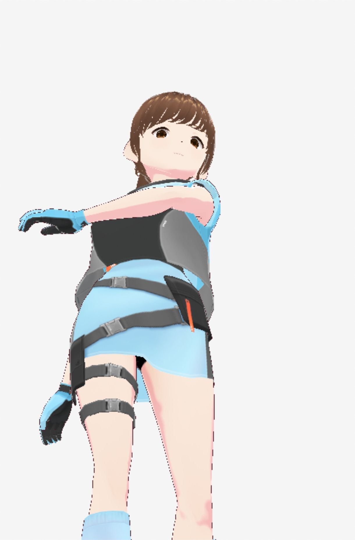 水色の服を着た巨乳のお姉さん(セリフなし 3DCGモデル イラスト集)